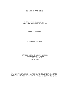 NBER WORKING PAPER SERIES OPTIMAL TARIFFS IN
