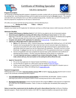 Certificate of Welding Specialist Program Outline