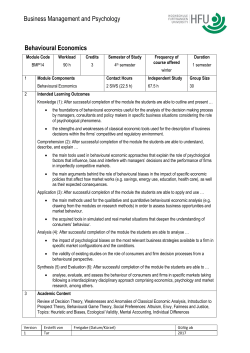 Business Management and Psychology Behavioural Economics