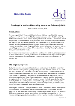 Discussion Paper Funding the National Disability Insurance Scheme