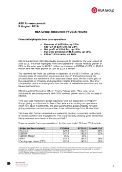 REA Group Announces FY16 Results