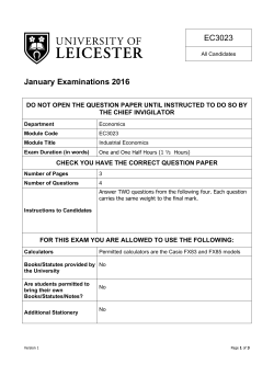 EC3023 January Examinations 2016