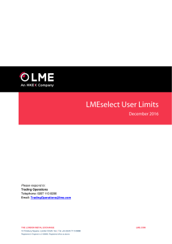 LMEselect User Limits - London Metal Exchange