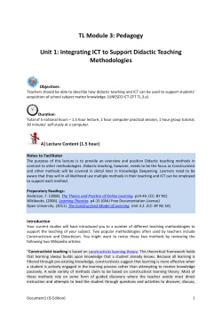 Module III Pedagogy - Teacher Training materials for ICT in Education