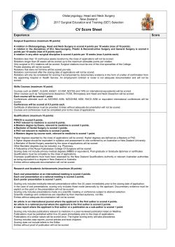 CV Score Sheet - Royal Australasian College of Surgeons