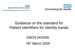 Guidance on Safer Patient Identifiers &ndash; Identity Bands