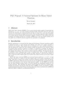 A Universal Optimiser for Binary Valued Functions