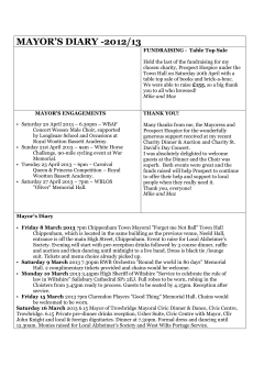 mayor`s diary -2012/13 - Royal Wootton Bassett Town Council
