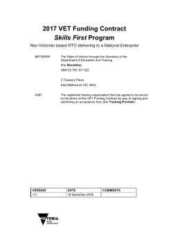 2017 VET Funding Contract Skills First Program