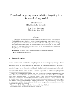 No 106. Price-level targeting versus inflation targeting in a forward