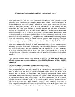 Fiscal Council`s opinion on the revised Fiscal Strategy for 2013-2015