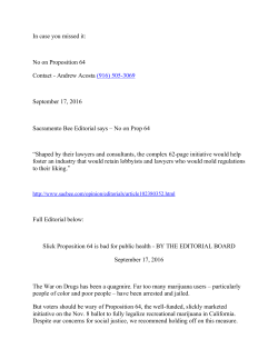 In case you missed it: No on Proposition 64 Contact