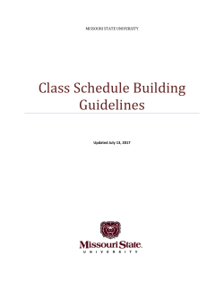 Class Schedule Building Guidelines