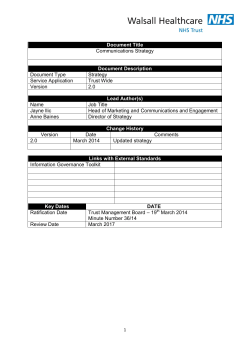 Communications Strategy - Walsall Healthcare NHS Trust