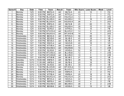 Game # Day Date Time Team Result Team Win Score Lose Score