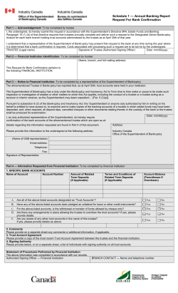 Schedule 1 - Request For Bank Confirmation