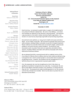 Testimony of Paul G. Billings Senior Vice President, Advocacy
