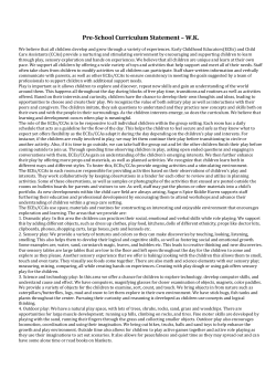 Pre-School Curriculum Statement &ndash; WK