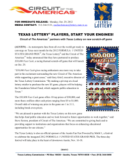 TEXAS LOTTERY&reg; PLAYERS, START YOUR ENGINES!