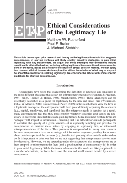 Ethical Considerations of the Legitimacy Lie