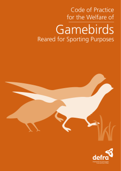 Code of Practice for the Welfare of Gamebirds Reared for Sporting