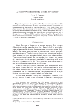 A Cognitive Hierarchy Model of Games