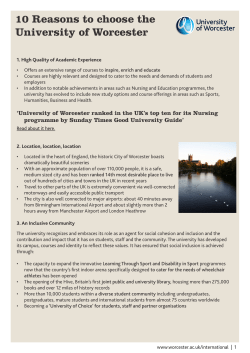 10 Reasons to choose the University of Worcester