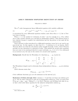 ABEL`S THEOREM SIMPLIFIES REDUCTION OF - Rose