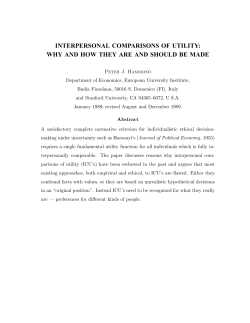 INTERPERSONAL COMPARISONS OF UTILITY: WHY AND HOW