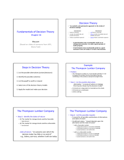 Fundamentals of Decision Theory Decision Theory Steps in
