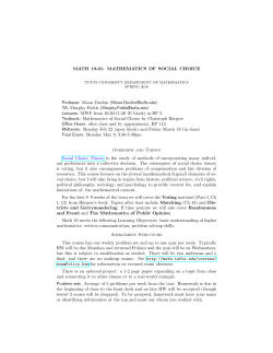 MATHEMATICS OF SOCIAL CHOICE Professor: Moon Duchin