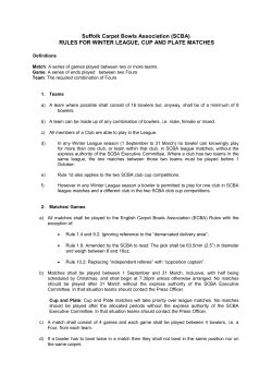 Suffolk Carpet Bowls Association (SCBA) RULES FOR WINTER