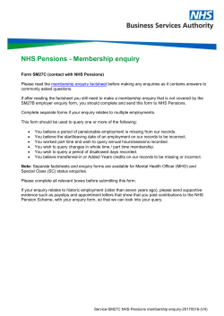 Membership enquiry - contact with NHS Pensions (SM27C)