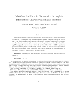 Belief-free quilibria in Games with Incomplete Information