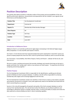 2017 PD-Fan Development Co-ordinator