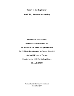 Report to the Legislature On Utility Revenue Decoupling