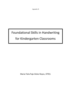 Foundational Skills in Handwriting for Kindergarten Classrooms