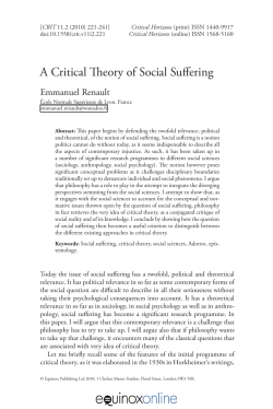 A Critical Theory of Social Suffering