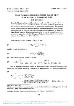 Some convolution identities based upon Ramanujan`s bilateral sum