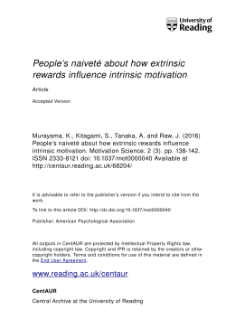 People`s naivet&eacute; about how extrinsic rewards influence intrinsic