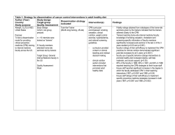 Table 1: Strategy for dissemination of cancer