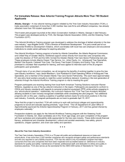 For Immediate Release: New Arborist Training Program Attracts