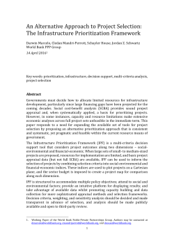 An Alternative Approach to Project Selection: The Infrastructure