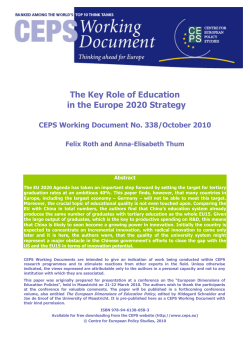 The Key Role of Education in the Europe 2020 Strategy