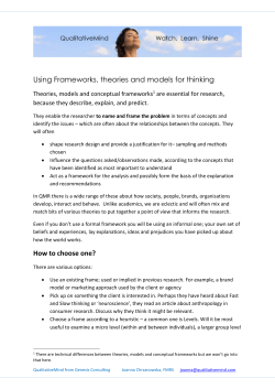 Using Frameworks, theories and models for thinking