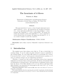 The Invariants of 4-Moves 1 Introduction