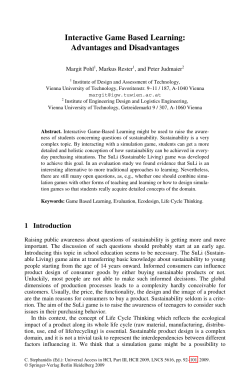 Interactive Game Based Learning: Advantages and Disadvantages