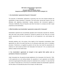 IBA Guide on Shareholders` Agreements Venezuela Elisabeth Eljuri