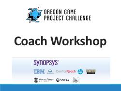 Oregon Game Project Challenge Coach Workshop
