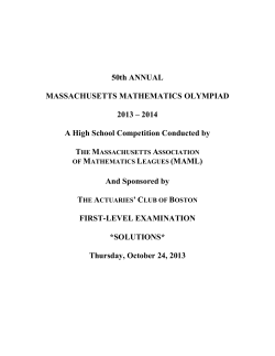 1 - Massachusetts Association of Mathematics Leagues